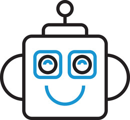Cartoon Head Robot Line Avatar