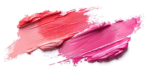 Close-up of two pastel pink and rose-coloured smears on a white background AI Image