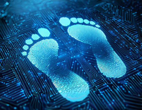 Close-Up of Digital Footprint Concept