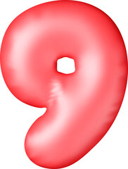 3D red balloon number nine