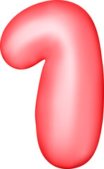 3D red balloon number one