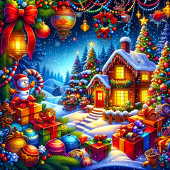 Naklejka premium Season’s Greetings, Merry Christmas Day Artwork Design.