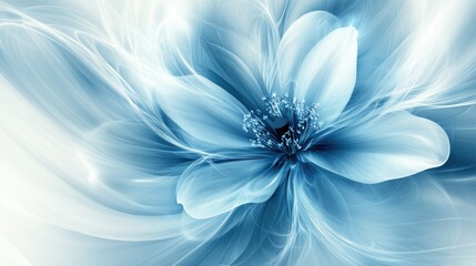 Obraz premium A blue abstract flower design as a background, with smooth, flowing lines and a serene atmosphere.