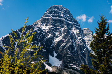Detailed View of a Slightly Snow-Covered Mountain Peak