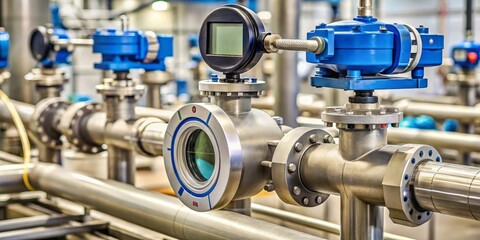 This industrial hydraulic flow sensor detects liquid or gas flow rate in pipelines, accurately monitoring flow volumes