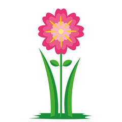 cartoon illustration of a red and white flower plant vector