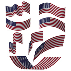 american flag waving set vector image