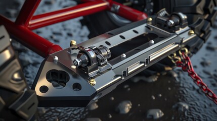 A 3D render of an ATV winch mount plate