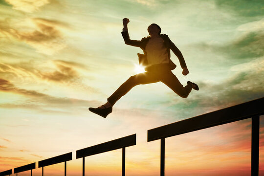 Freedom man jumping ,Business concept idea