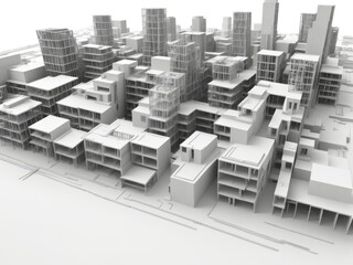 Fototapeta premium 3D City Building View With Abstract Clipart. City skyline background