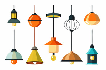 chandelier lamp icon set pack