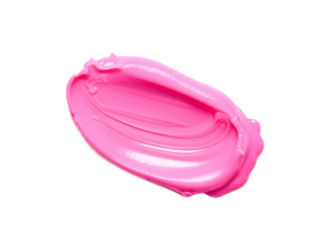 Pink cosmetic cream smear isolated on transparent background. Peach color beauty creme swipe. Skincare product creamy texture. Color corrector smudge swatch
