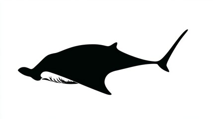 Obraz premium Silhouette of a manta ray swimming gracefully.