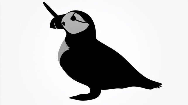 recommend clip art: A stylized silhouette of a bird resembling a puffin.