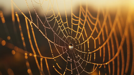 spider in the morning, spider web with , spider web with drops