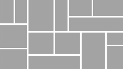 Empty photo collage template of 15 parts. Frames for photo. Collage concept. Vector Illustration.	