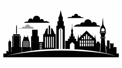 City land scape silhouette. skyline cily design. Downtown with high skyscrapers. Urban life and buildings architecture vector illustration