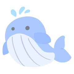 a cartoon whale with a blue body and white tail