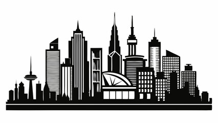 City land scape silhouette. skyline cily design. Downtown with high skyscrapers. Urban life and buildings architecture vector illustration