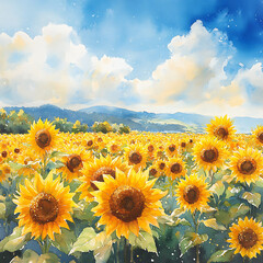 Obraz premium Bright Sunflower Field