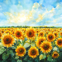 Obraz premium Bright Sunflower Field