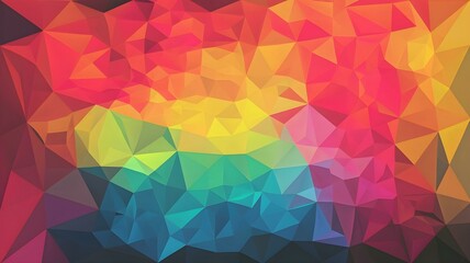 Fototapeta premium Abstract Digital Art of Overlapping Triangles in Rainbow Colors on Black Background