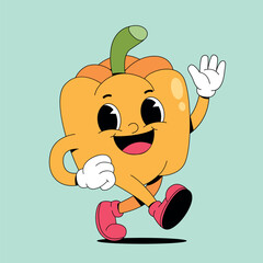 Cartoon walking yellow pepper