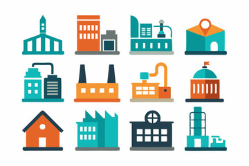 Fototapeta premium Building and construction set icon, industrial icon set