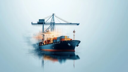 Fototapeta premium Cargo ship docked at port with containers