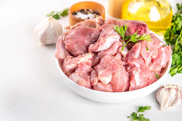 Veal, beef meat raw chopped goulash