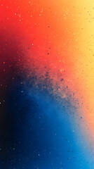 Abstract orange and blue gradient background with spray paint effect.