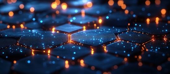 Fototapeta premium Abstract Hexagon Pattern with Glowing Lights