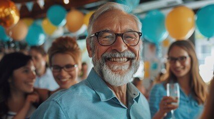 Retirement Party: A warm celebration in an office decorated with banners and balloons, where colleagues share stories and the retiree delivers a speech, expressing gratitude for the memories.

