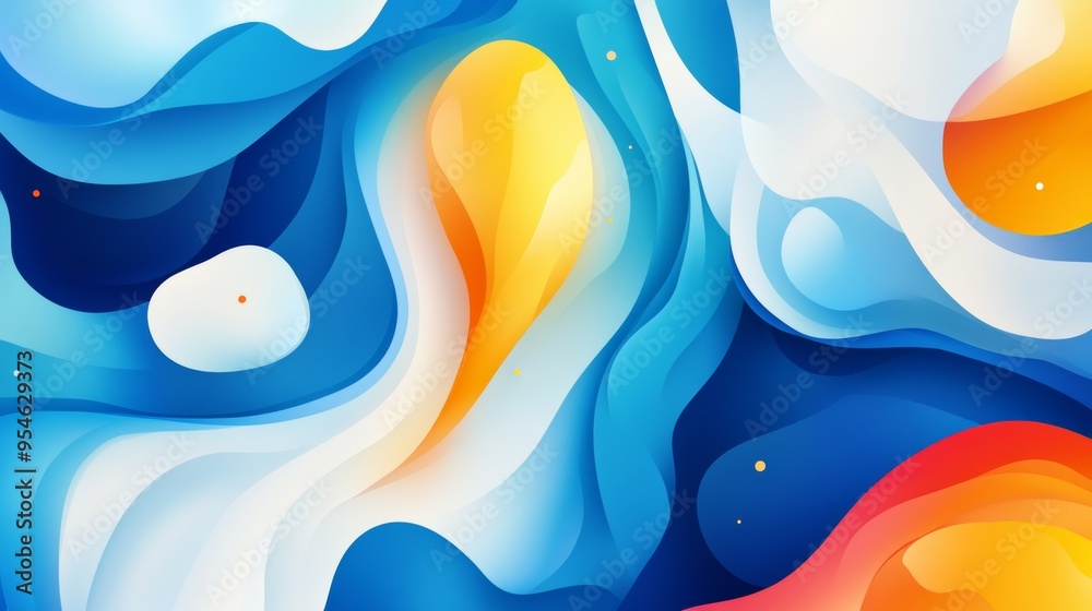 Aufkleber colorful geometric background. blue elements with fluid gradient. dynamic shapes composition