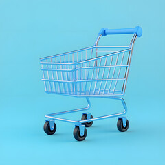 blue Shopping Cart icon,simple,c4d