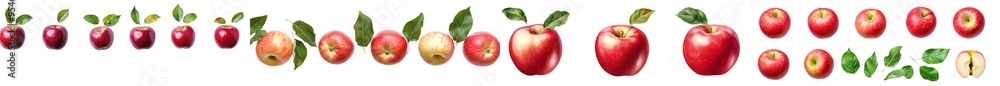 Aufkleber the depth of field on the red apple is full, isolated on a white background