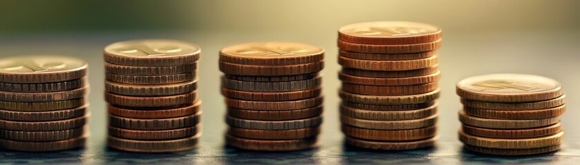 Stacks of coins arranged in ascending order, symbolizing growth, investment, and wealth accumulation in a financial context.
