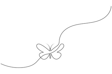 Butterfly one line art and outline vector icon design
