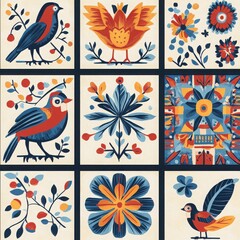 Obraz premium Folklore Avian Tiles 