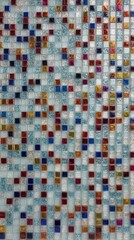 Fototapeta premium Multicolored mosaic background creating modern interior design with colorful square tiles