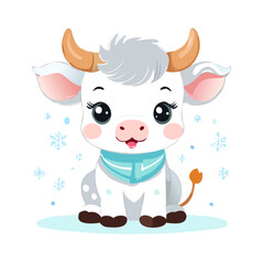 Bull Cute Small Cartoon Baby Animal Character
