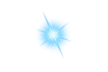 Blue glow light effect isolated on transparent background. Abstract lens flare light. Glowing...