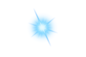 Blue glow light effect isolated on transparent background. Abstract lens flare light. Glowing spotlight. Sparkling starlight. Light PNG. Space overlays. Magic festive decoration design elements