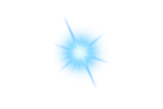 Blue glow light effect isolated on transparent background. Abstract lens flare light. Glowing spotlight. Sparkling starlight. Light PNG. Space overlays. Magic festive decoration design elements