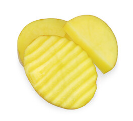 Sliced of Potato isolated on white background.