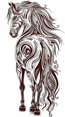 Obraz premium horse tattoo drawing. Beautiful silhouette of a horse on a white background. Horse's head. Artistic image. vertical frame