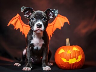 Pies w przebraniu na halloween