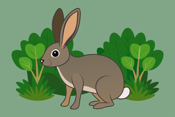 rabbit with grass vector icon