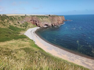 Cliffs and beach at Auchmithie, near Arbroath, Angus, Scotland