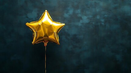 Gold Star Balloon on Teal Background - Photo